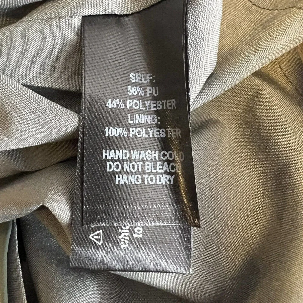 Lulus Most Fab Vegan Leather Button-Front Mini Skirt‎ Olive Green Small New